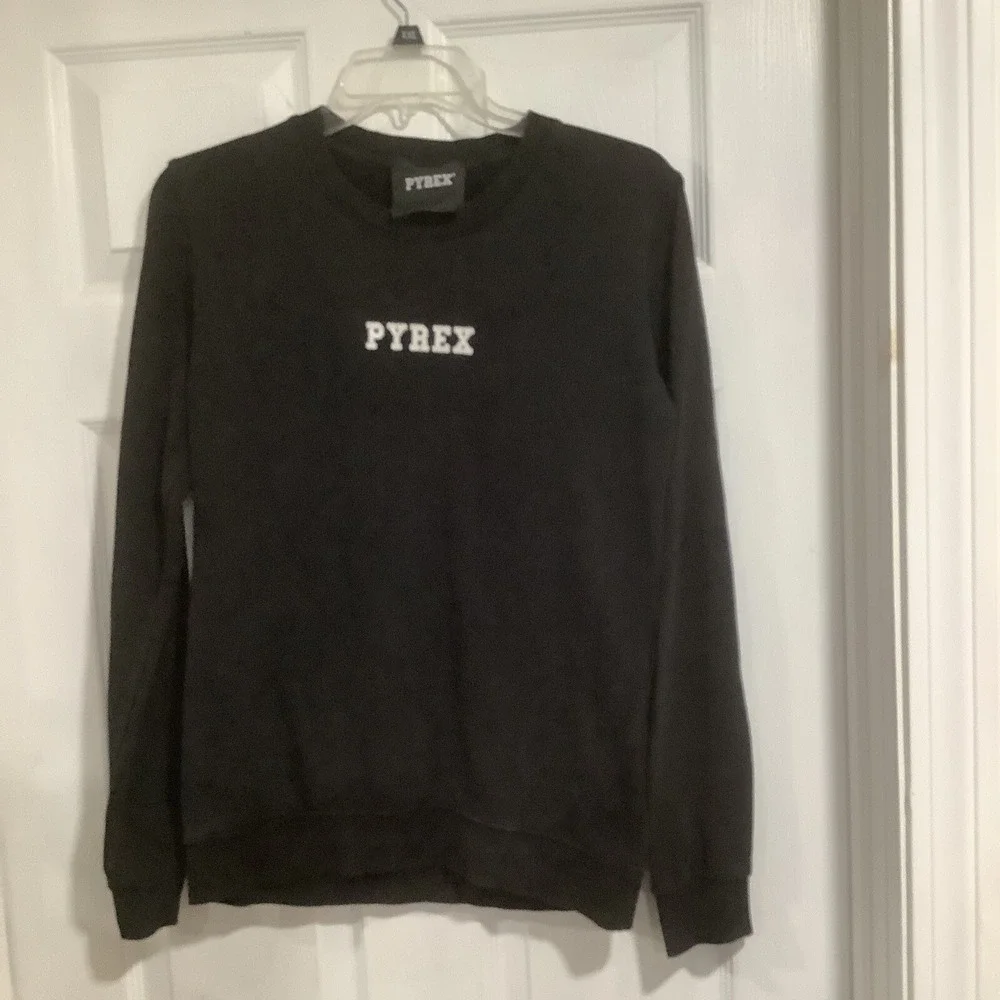 Pyrex Virgil Abloh Sweatshirt Jumper Big Logo Cotton Crew Neck Black Size XS